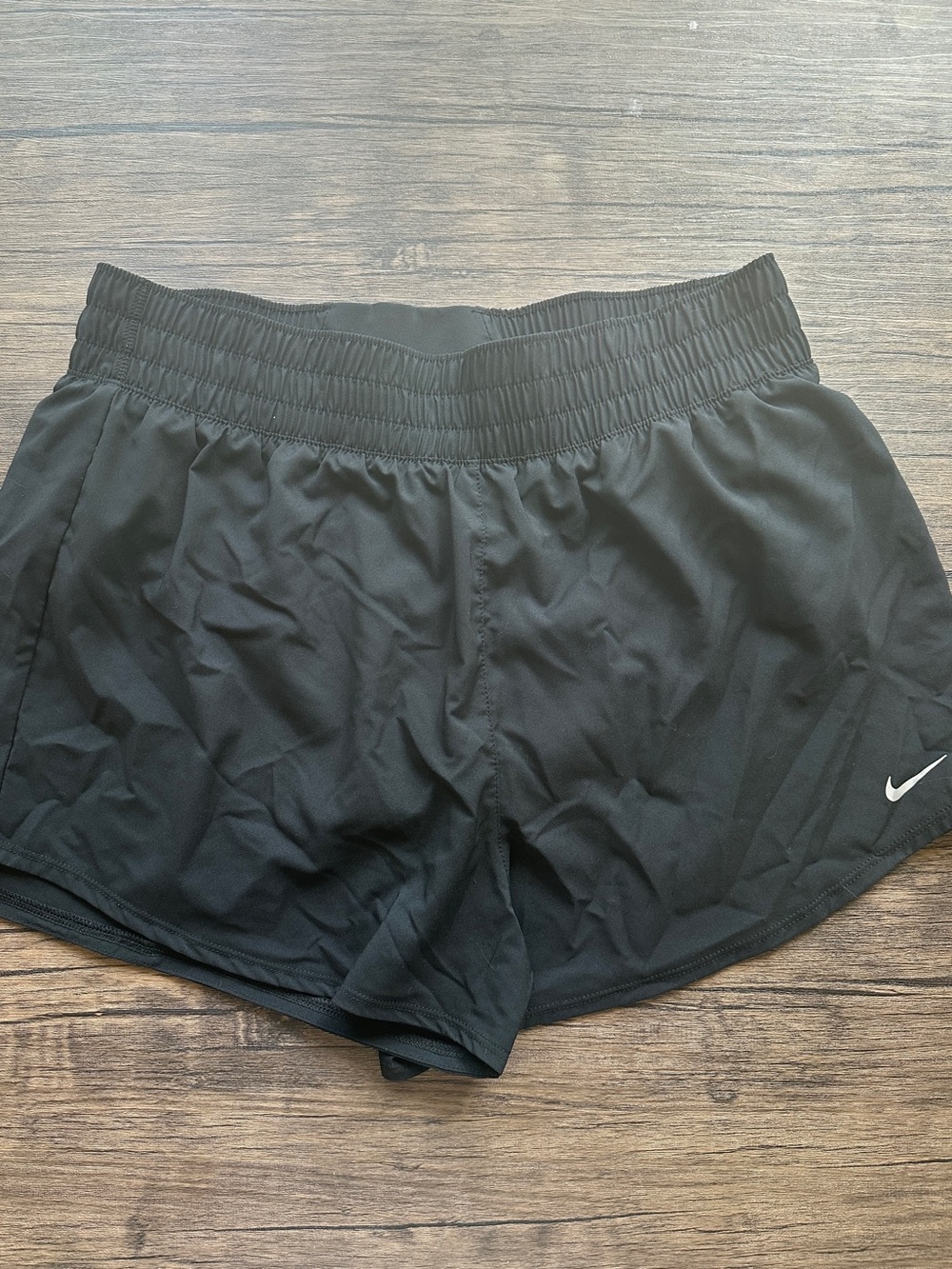Nike Women's Black Running Shorts with White Swoosh
